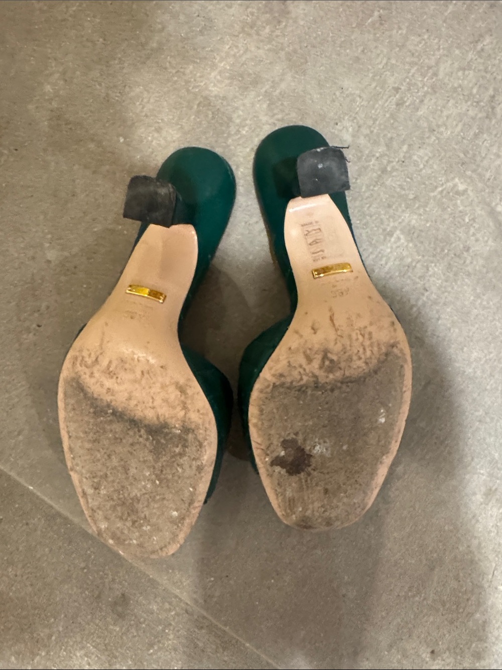 Gucci Teal Quilted Leather Slide Mules with Gold Double G - Picture 6 of 6